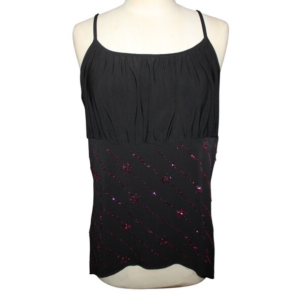 Y2K Cami Top 2X TEENIE WEENIE Sequin Asymmetrical Hem Urban Babydoll Shirt - Picture 1 of 9